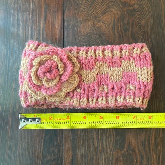 Knit Winter Headband with Floral Detail - Picture 3 of 4